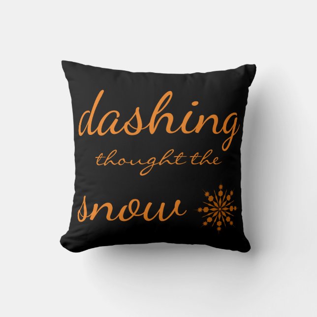 Dashing thought the snow snowflake Christmas Grey Cushion (Front)