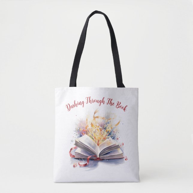Dashing Through The Book Tote Bag (Front)
