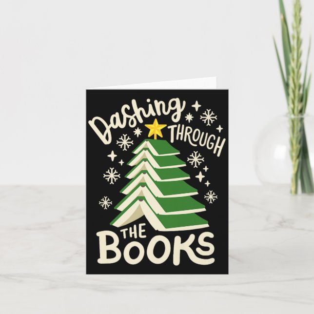 Dashing Through The Books Christmas Book Lovers Me Card (Front)