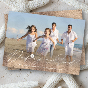 Dashing Through The Sand Beach Coastal Photo Holiday Card