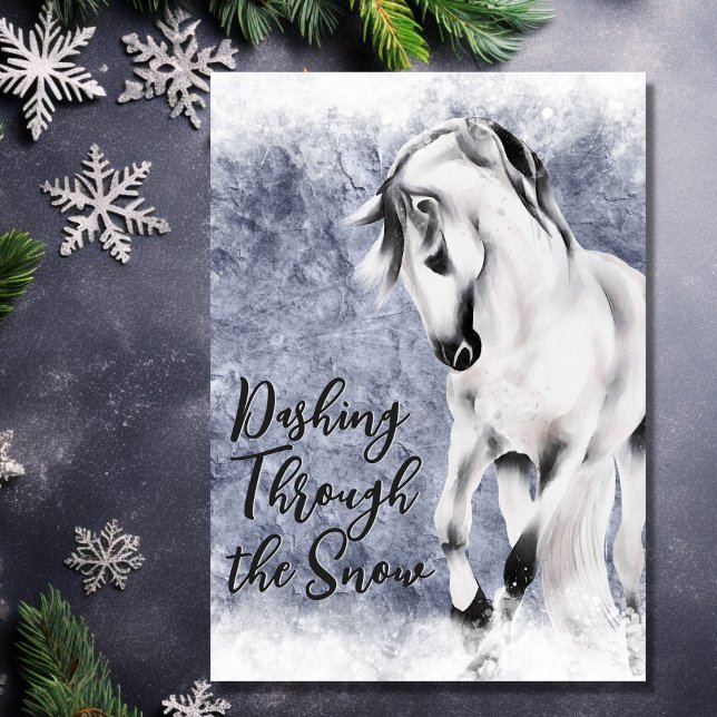 Dashing Through the Snow Beautiful Horse Christmas Holiday Card (Front - Dashing Through the Snow Beautiful Horse Christmas Holiday Card)