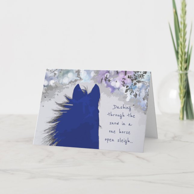 Dashing through the Snow Blessed Christmas wishes Holiday Card (Front)