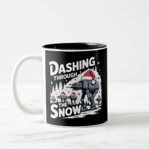 Dashing Through The Snow Christmas Family Holiday Two-Tone Coffee Mug