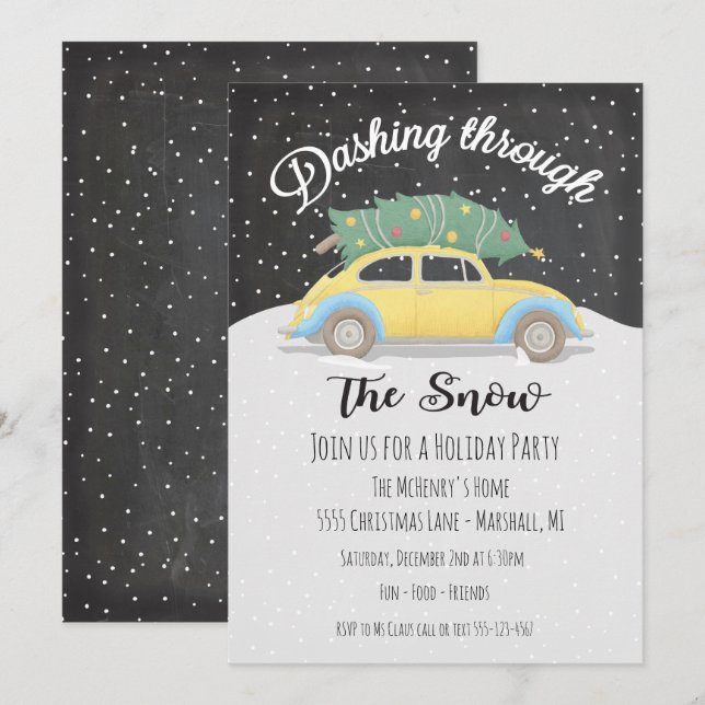 Dashing through the Snow Christmas Holiday Party Invitation (Front/Back)