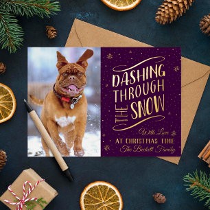 Dashing Through the Snow Christmas Photo Real Foil Holiday Card