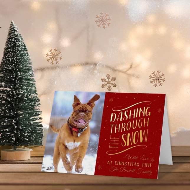 Dashing Through the Snow | Christmas Photo Real Foil Holiday Card (Creator Uploaded)
