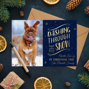 Dashing Through the Snow   Christmas Photo Real Foil Holiday Card