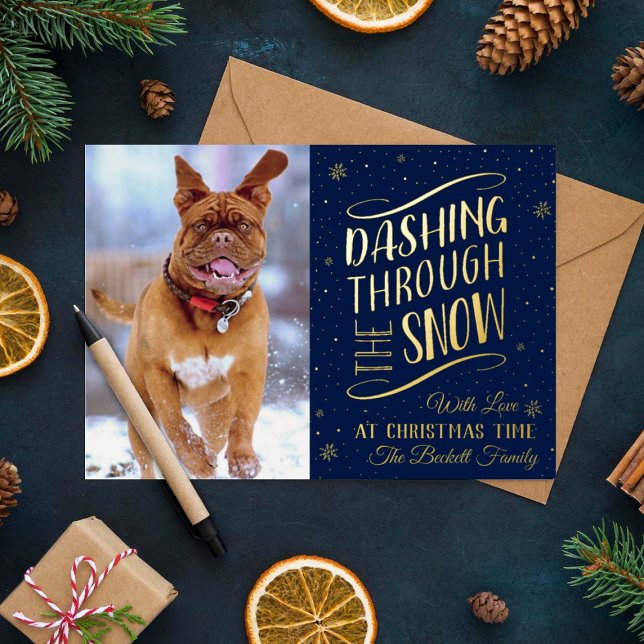 Dashing Through the Snow | Christmas Photo Real Foil Holiday Card (Creator Uploaded)