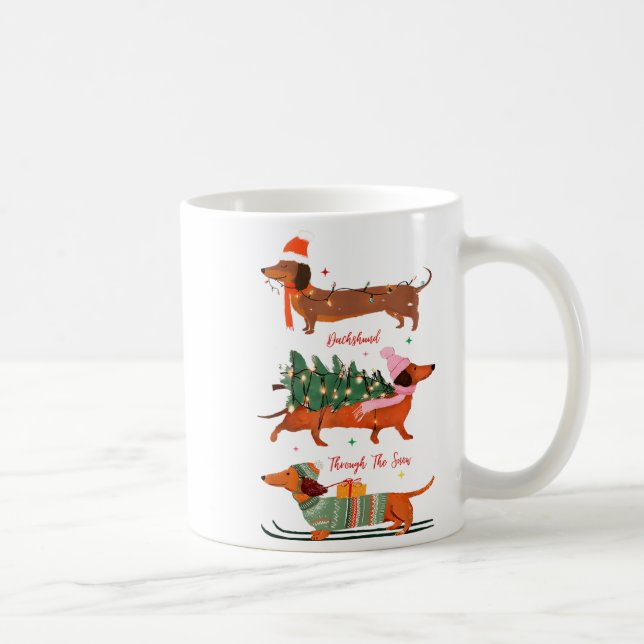 Dashing Through The Snow Christmas Wiener Dog Holi Coffee Mug (Right)