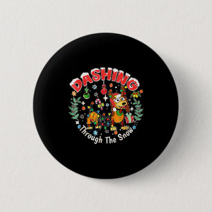 Dashing Through The Snow, Dog Christmas, Funny Chr 6 Cm Round Badge