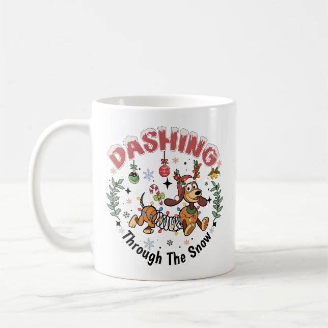 Dashing Through the Snow Funny Dachshund Dog Xmas Coffee Mug (Left)
