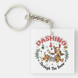 Dashing Through the Snow Funny Dachshund Dog Xmas Key Ring