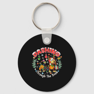 Dashing Through The Snow, Funny Dog Christmas Key Ring