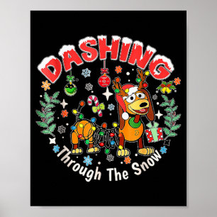 Dashing Through The Snow, Funny Dog Christmas Poster