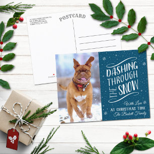 Dashing Through the Snow   Holiday Photo Postcard