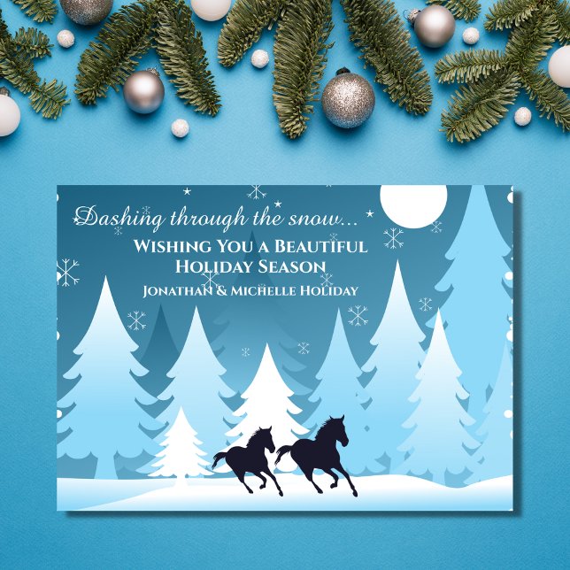 Dashing Through the Snow Horse Christmas Flat Holiday Card (Creator Uploaded)