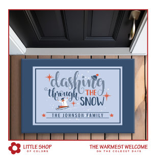 Dashing Through the Snow Monogram Christmas Doormat