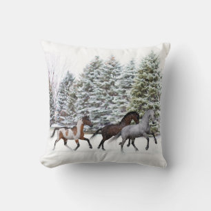 Dashing Through the Snow - Running Horses Artwork Cushion