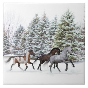 Dashing Through the Snow - Running Horses Tile