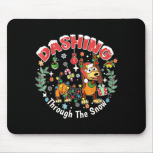 Dashing Through The Snow Slink Dog Christmas  Mouse Mat