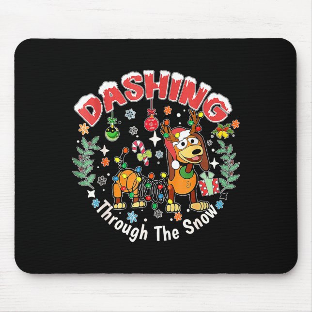 Dashing Through The Snow Slink Dog Christmas  Mouse Mat (Front)