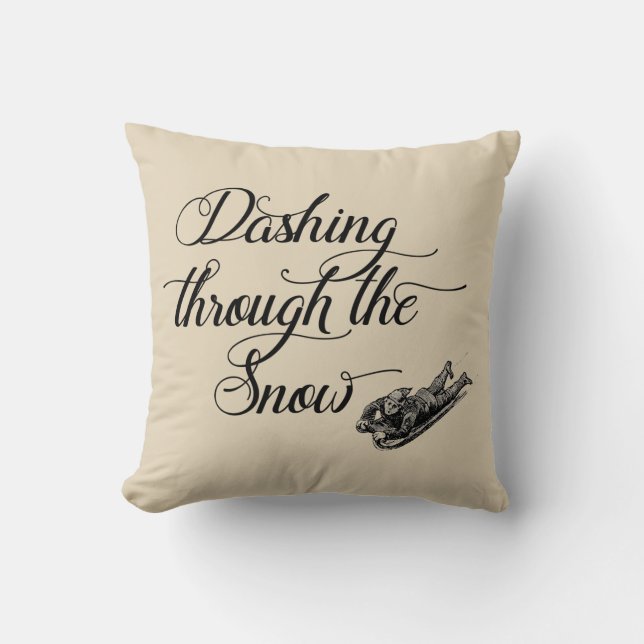 Dashing Through the Snow Vintage Farmhouse Pillow (Front)