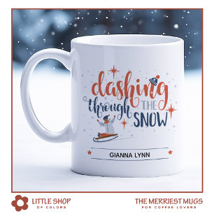 Dashing Through the Snow Winter Sledding Christmas Coffee Mug