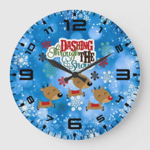 Dashing Throw The Snow Large Clock