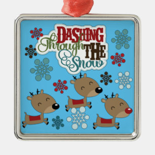 Dashing Throw The Snow Metal Tree Decoration