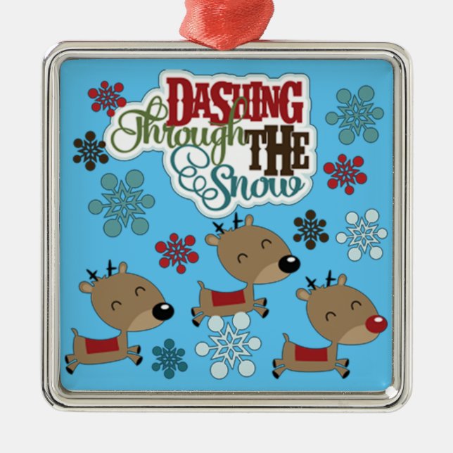 Dashing Throw The Snow Metal Tree Decoration (Front)