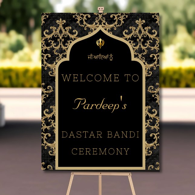 Dastar bandi welcome sign board black gold (Creator Uploaded)
