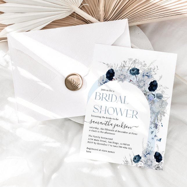 Dasty Blue Wildflower Boho Floral Bridal Shower Invitation (Creator Uploaded)