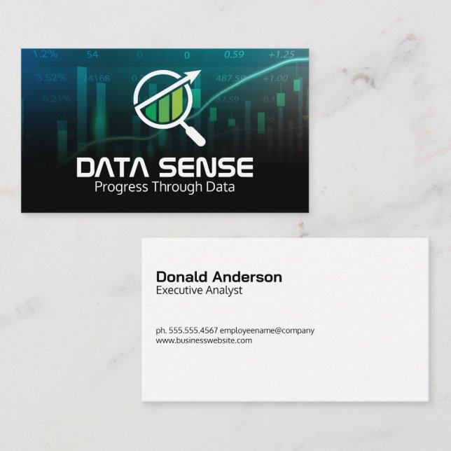 Data Graphs | Analysis Logo Business Card (Front/Back)