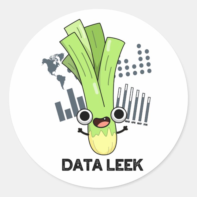 Data Leek Funny Computer Veggie Pun  Classic Round Sticker (Front)