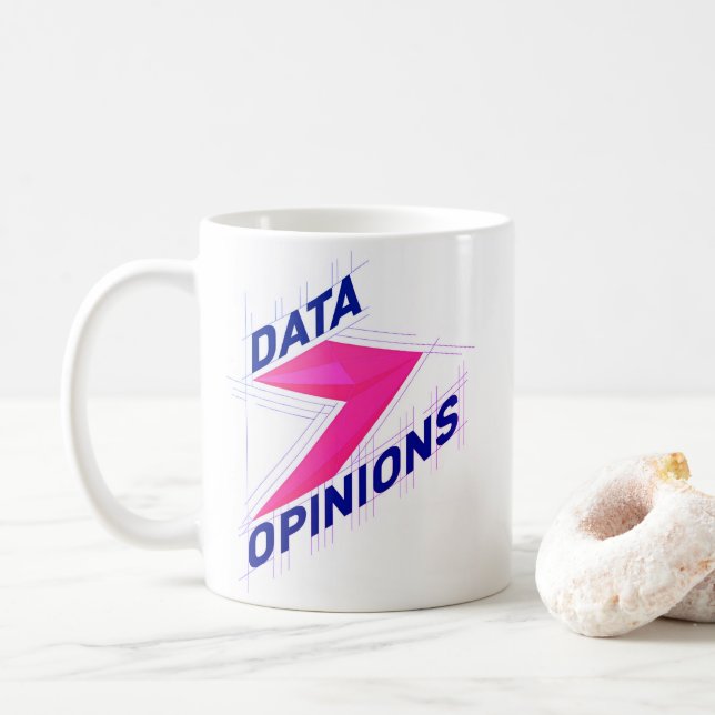 DATA > OPINIONS Mug | Geek Coffee Cup - Bright (With Donut)