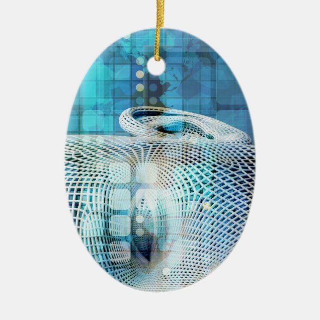 Data Science Machine Learning with Brain Ceramic Tree Decoration (Front)