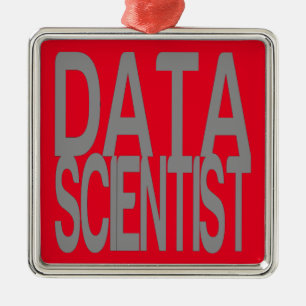 Data Scientist in Tall Silver Text Metal Tree Decoration
