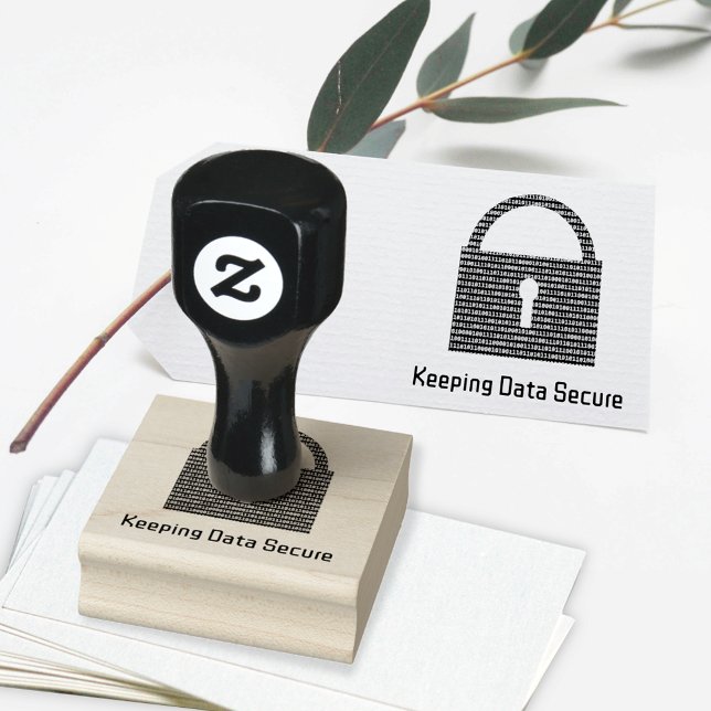 Data Security Message & Digital Lock Custom Slogan Rubber Stamp (Creator Uploaded)