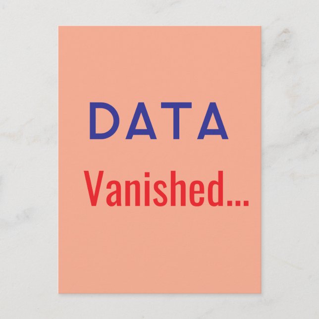 Data vanished text rugs postcard (Front)