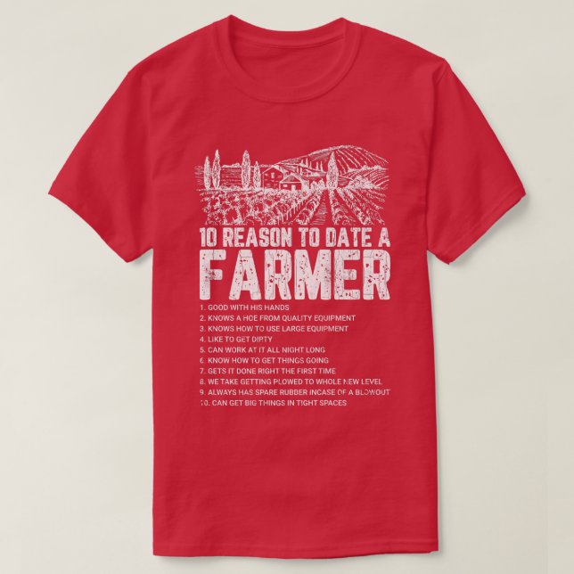 Date A Farmer Funny Farming Farm Tractor Animals G T-Shirt (Design Front)
