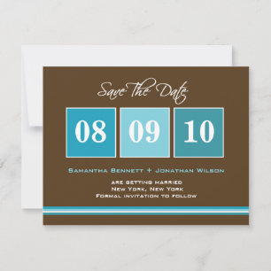 Date Blocks Save The Date Card - Turquoise