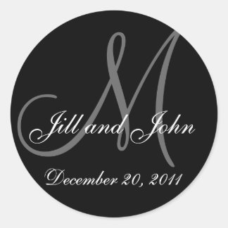 Date, Bride Groom Names Monogram Wedding Sticker