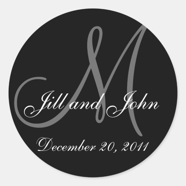Date, Bride Groom Names Monogram Wedding Sticker (Front)