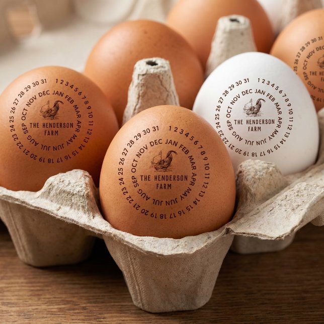 Date & Farm Name Personalised Chicken Egg Self-inking Stamp (Creator Uploaded)