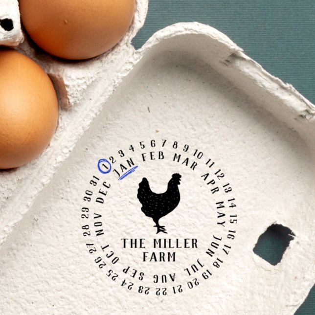 Date & Farm Name Personalised Chicken Egg Stamp (Creator Uploaded)