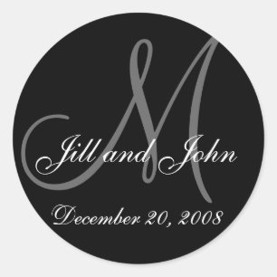 Date, First Names and Initial Monogram Sticker