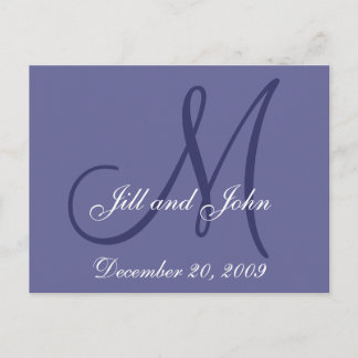 Date, First Names, Initial Monogram Save the Date Announcement Postcard
