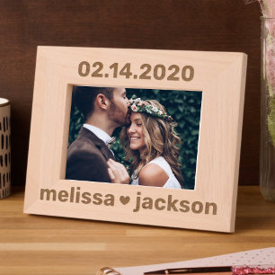 Date Heart Couples Names Etched Frames