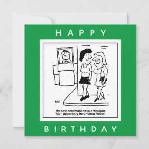 Date is Driving a Road Roller Cartoon Card