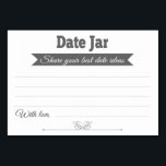 Date Jar Ideas Wedding Cards Table Cards - Grey<br><div class="desc">These stylish Date Jar cards will be the perfect addition to your wedding reception or bridal shower. This design features a combination of grey and white fonts, with a grey banner and a heart accent on the bottom. The card has space available for guests to leave their best marriage date...</div>
